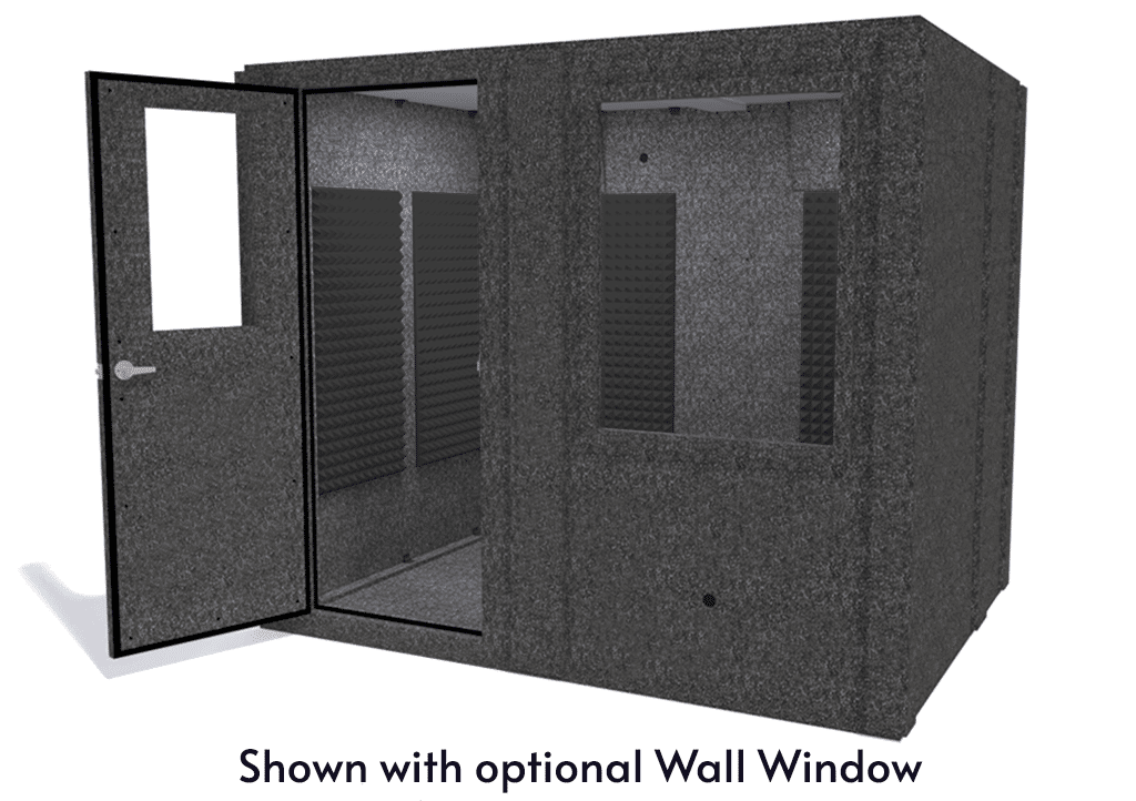 WhisperRoom MDL 7296 S shown from the front with door open and gray foam