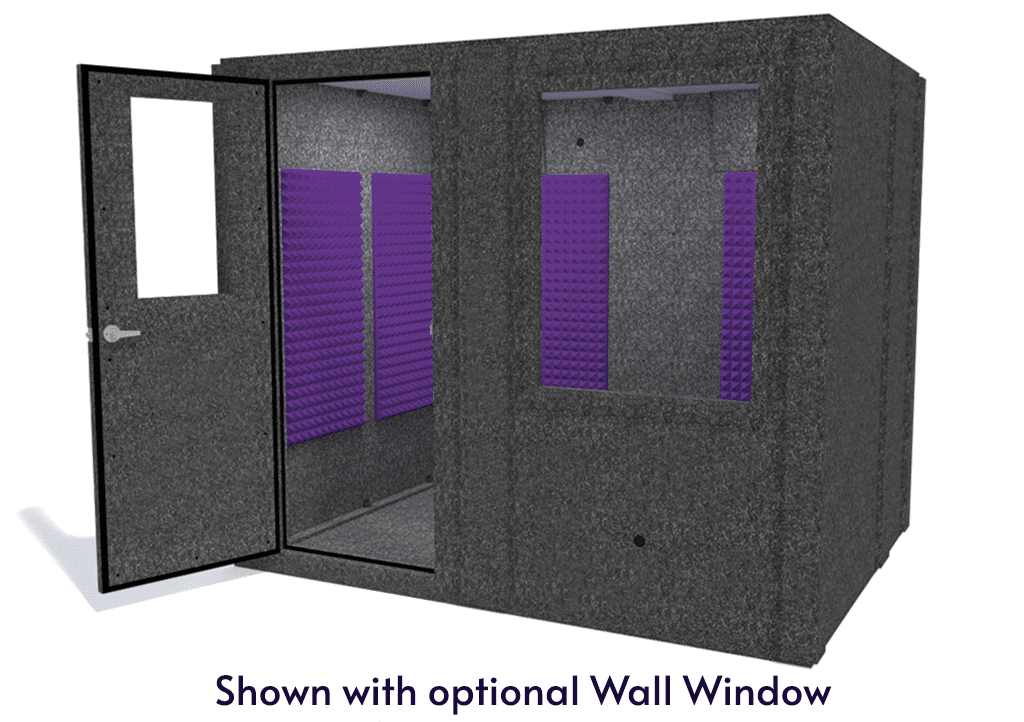 WhisperRoom MDL 7296 S shown from the front with door open and purple foam