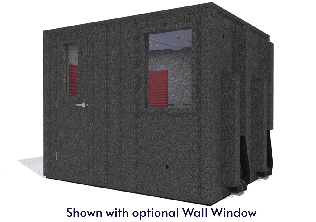 WhisperRoom MDL 84102 E shown from the front with door closed and burgundy foam