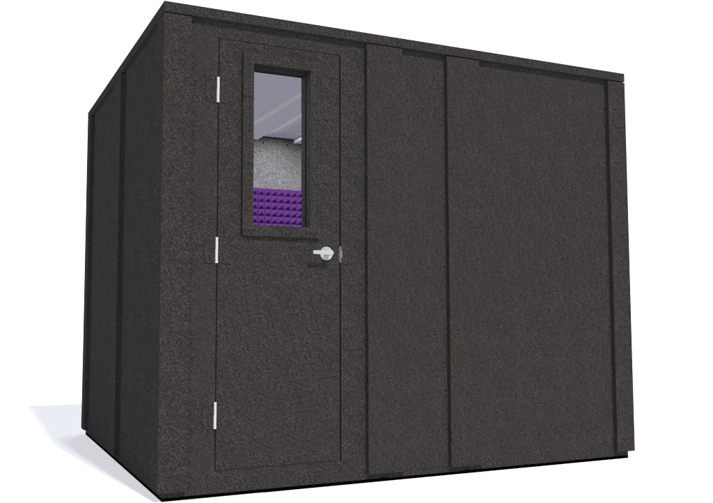 WhisperRoom MDL 84102 E shown with the door closed from the left side with purple foam