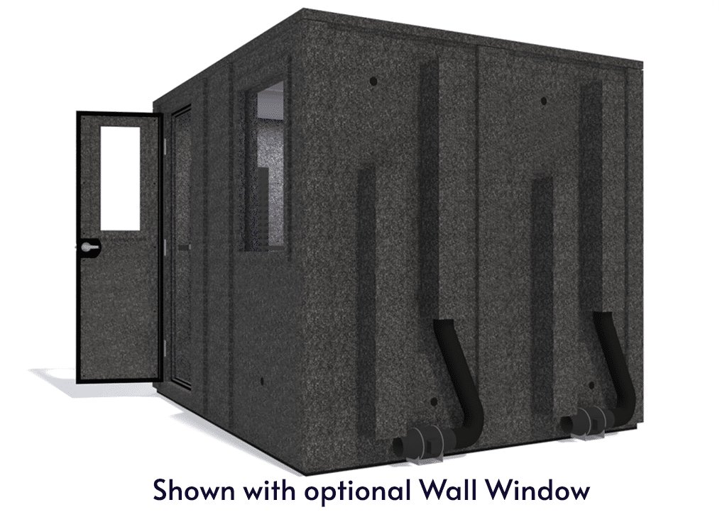 WhisperRoom MDL 84102 E shown from the side with door open and gray foam