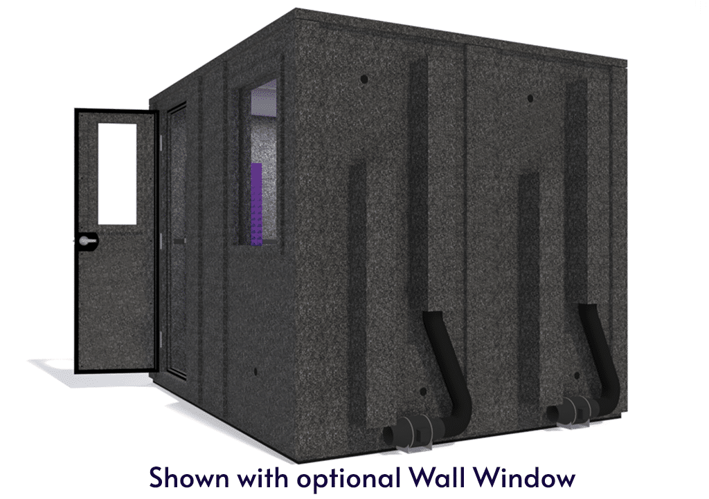 WhisperRoom MDL 84102 E shown from the side with door open and purple foam