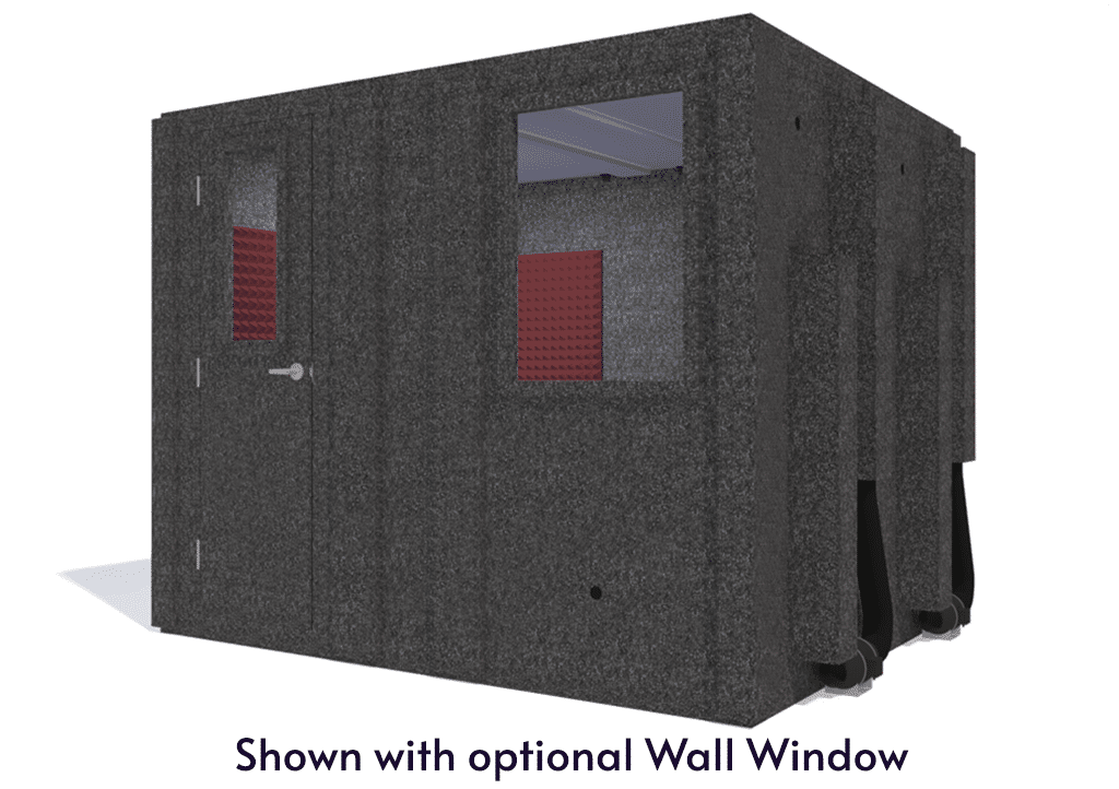 WhisperRoom MDL 84102 S shown from the front with door closed and burgundy foam