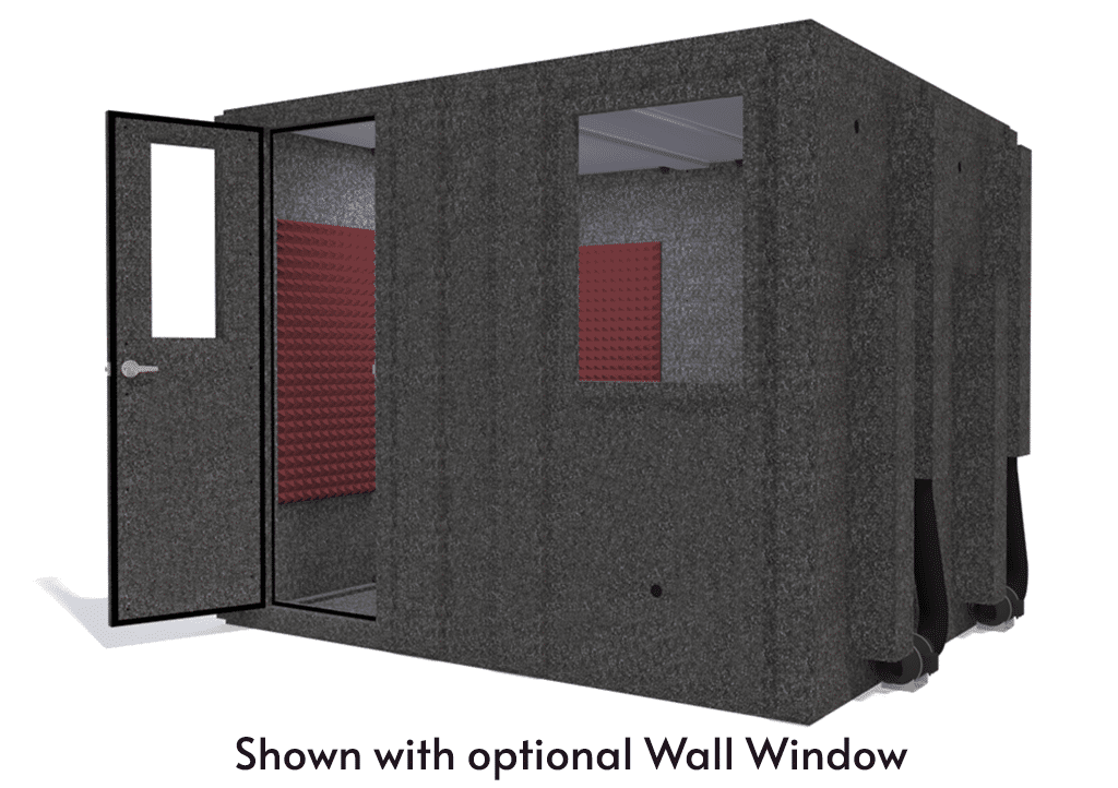 WhisperRoom MDL 84102 S shown from the front with door open and burgundy foam