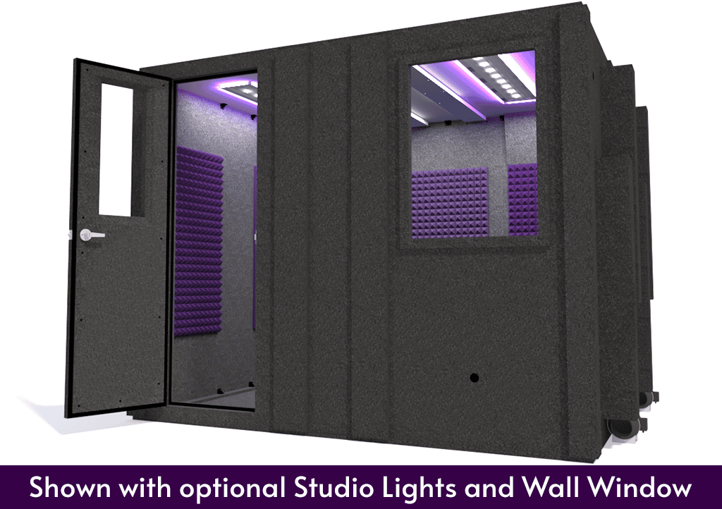 WhisperRoom MDL 84102 S shown with the door open from the front with purple foam