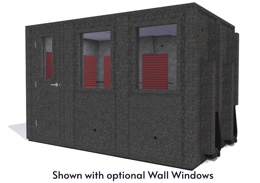 WhisperRoom MDL 84126 E shown from the front with door closed and burgundy foam