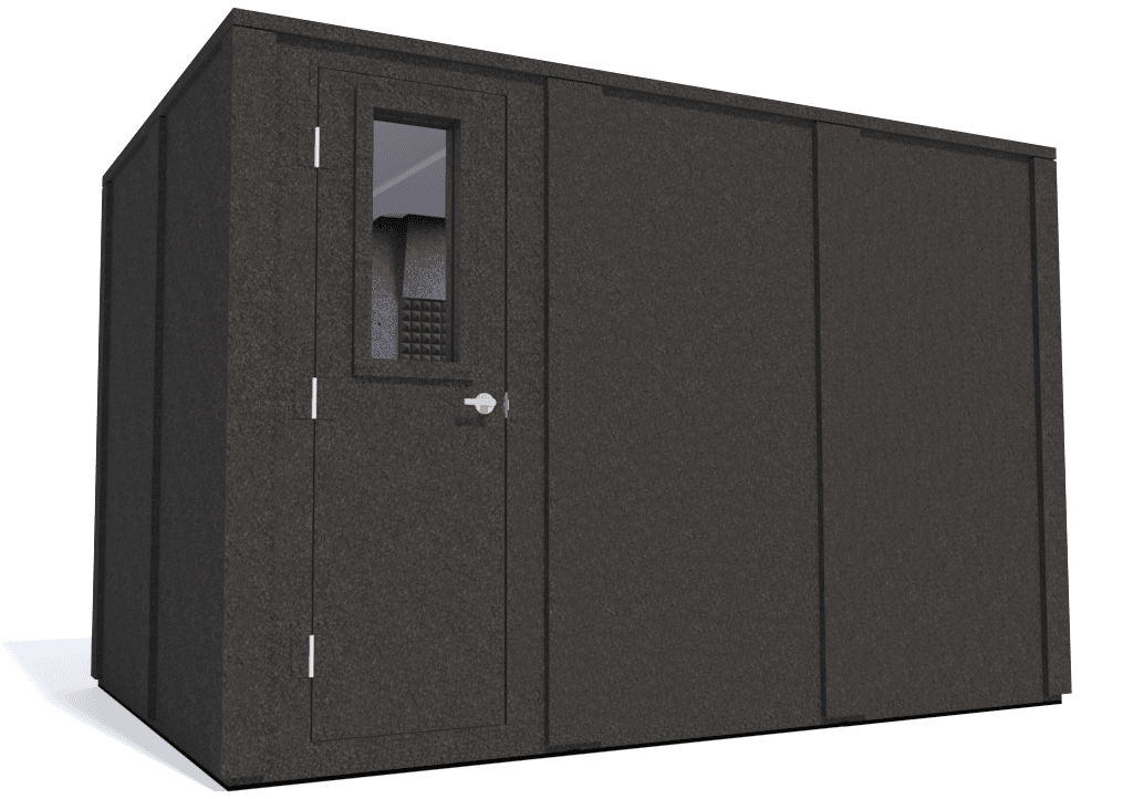 WhisperRoom MDL 84126 E shown with the door closed from the left side with gray foam