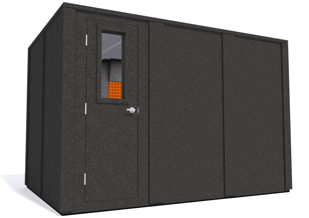WhisperRoom MDL 84126 E shown with the door closed from the left side with orange foam