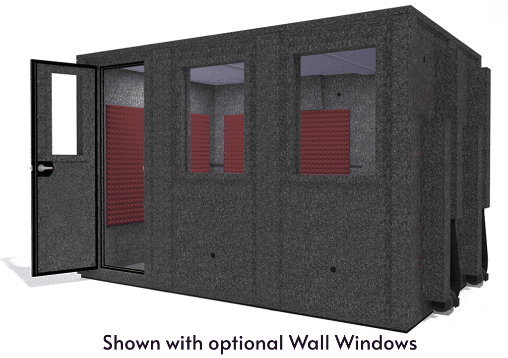 WhisperRoom MDL 84126 E shown from the front with door open and burgundy foam