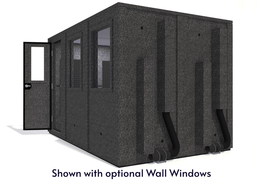 WhisperRoom MDL 84126 E shown from the side with door open and gray foam