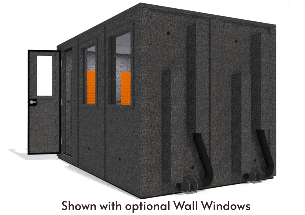 WhisperRoom MDL 84126 E shown from the side with door open and orange foam
