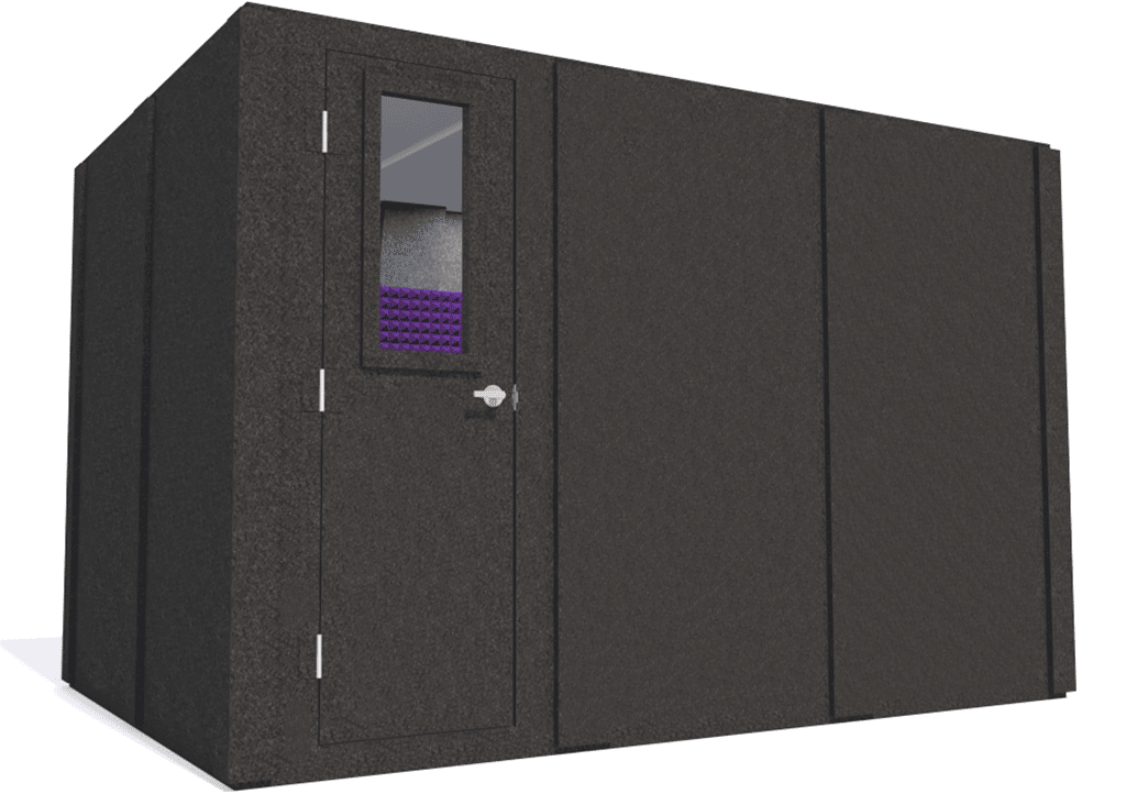 WhisperRoom MDL 84126 S shown with the door closed from the left side with purple foam