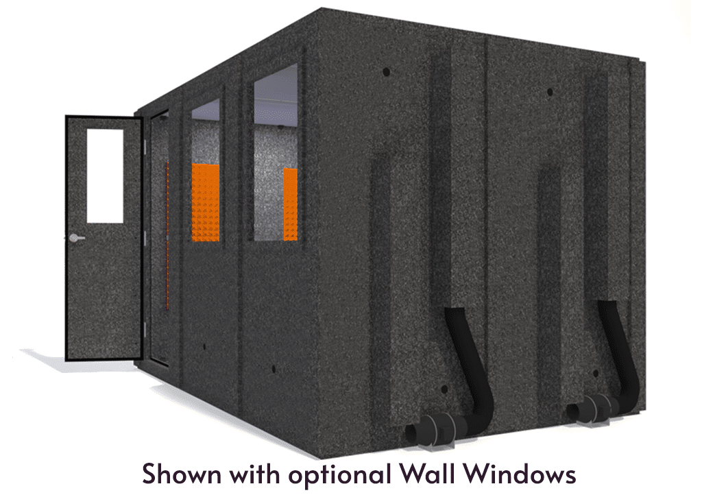 WhisperRoom MDL 84126 S shown from the side with door open and orange foam