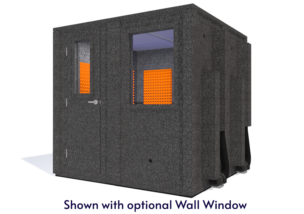 WhisperRoom MDL 8484 E shown from the front with door closed and orange foam