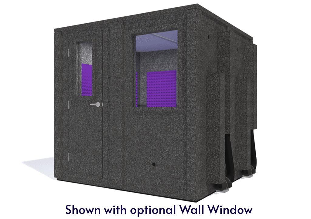 WhisperRoom MDL 8484 E shown from the front with door closed and purple foam