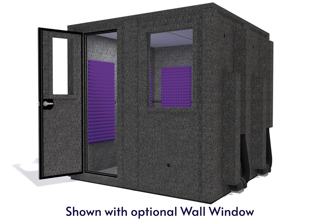 WhisperRoom MDL 8484 E shown from the front with door open and purple foam