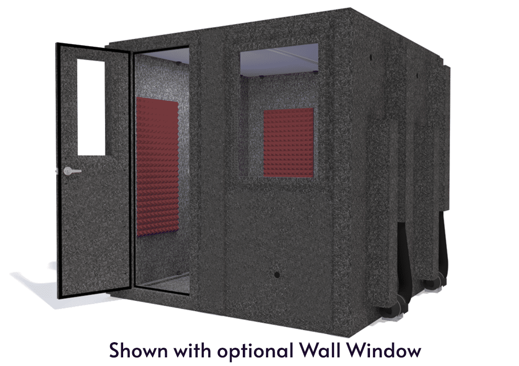 WhisperRoom MDL 8484 S shown from the front with door open and burgundy foam