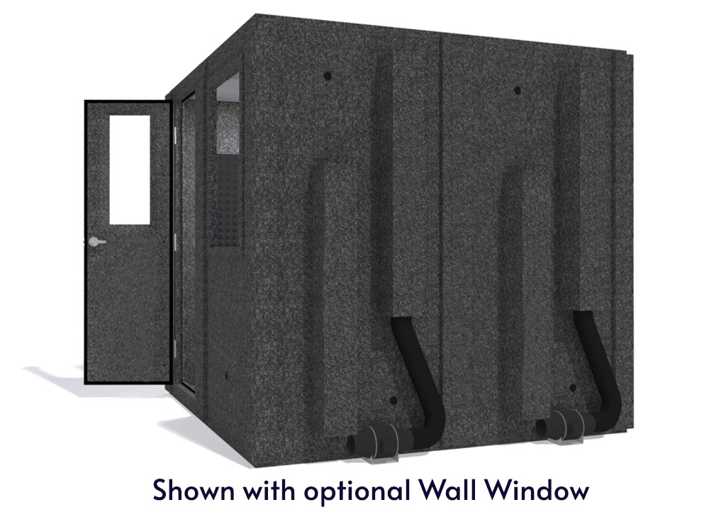 WhisperRoom MDL 8484 S shown from the side with door open and gray foam