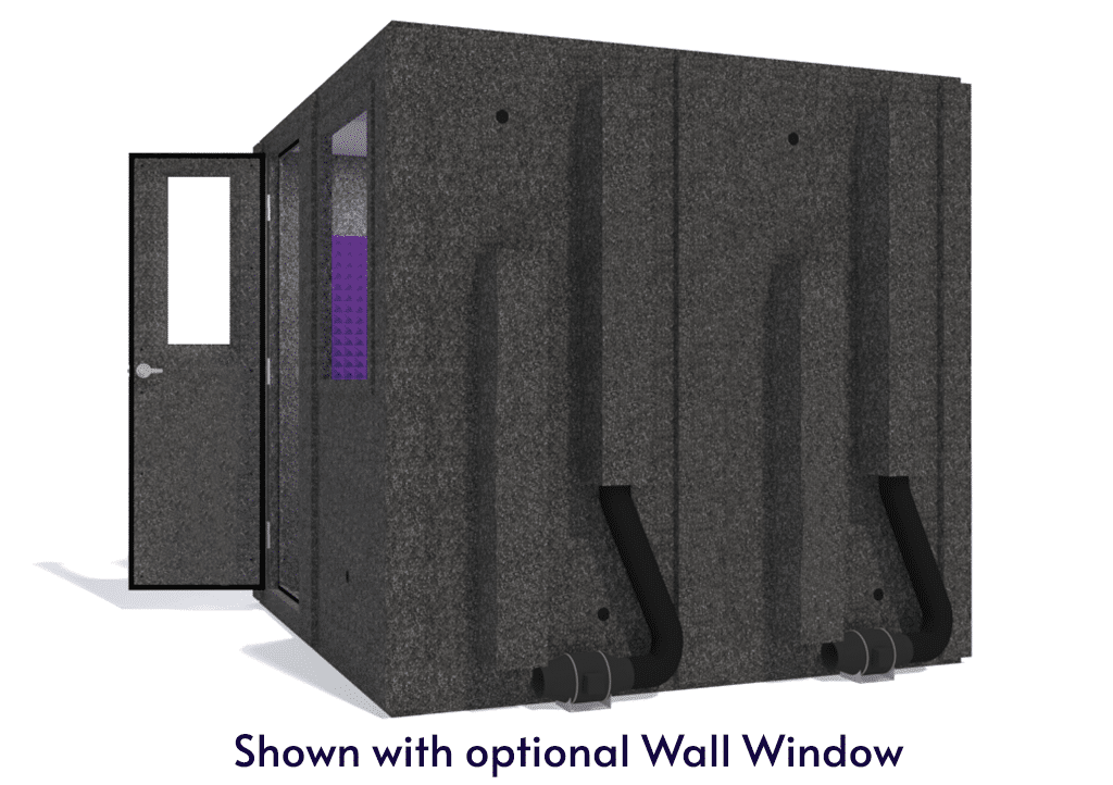 WhisperRoom MDL 8484 S shown from the side with door open and purple foam