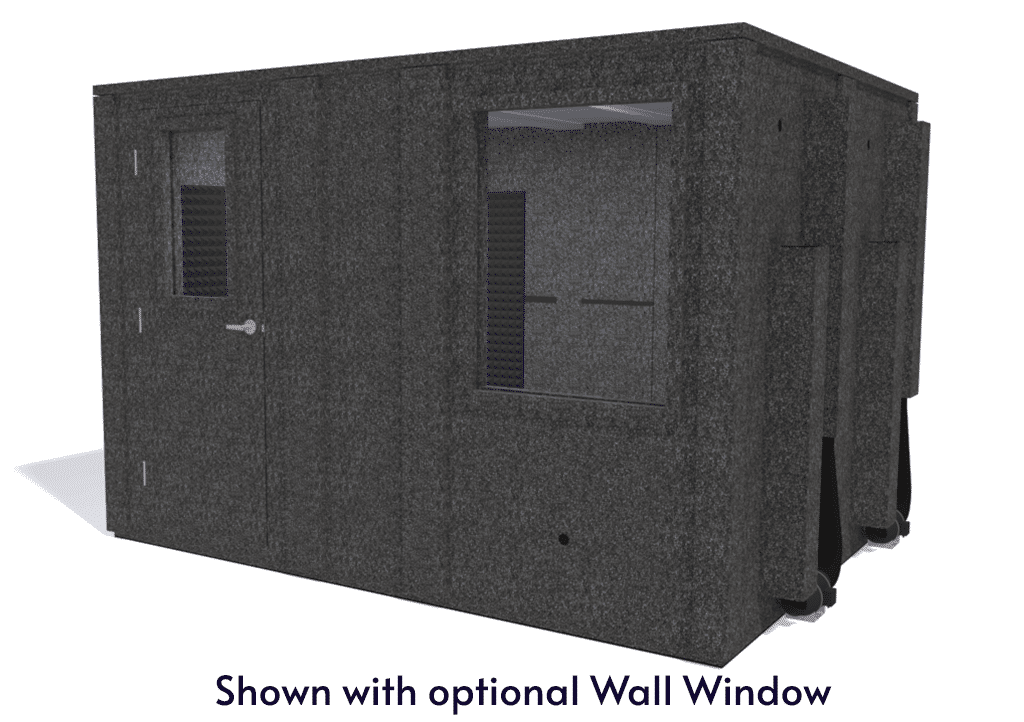 WhisperRoom MDL 96120 E shown from the front with door closed and gray foam