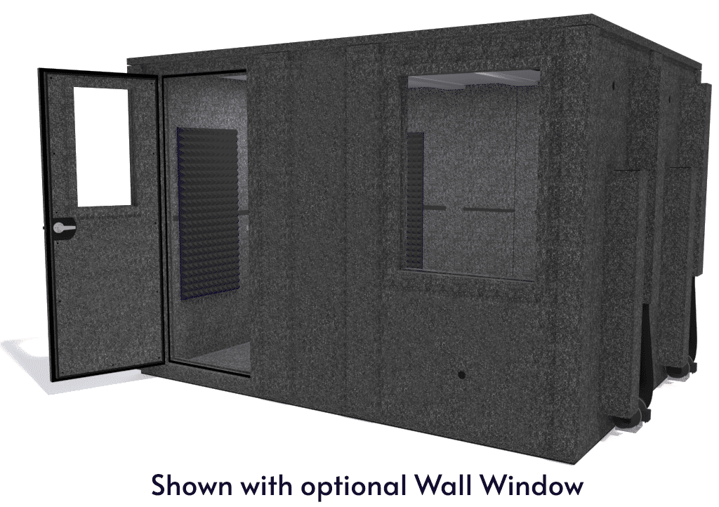 WhisperRoom MDL 96120 E shown from the front with door open and gray foam