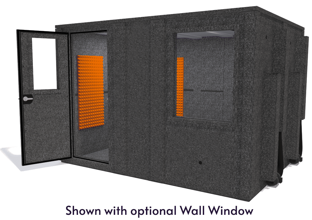WhisperRoom MDL 96120 E shown from the front with door open and orange foam
