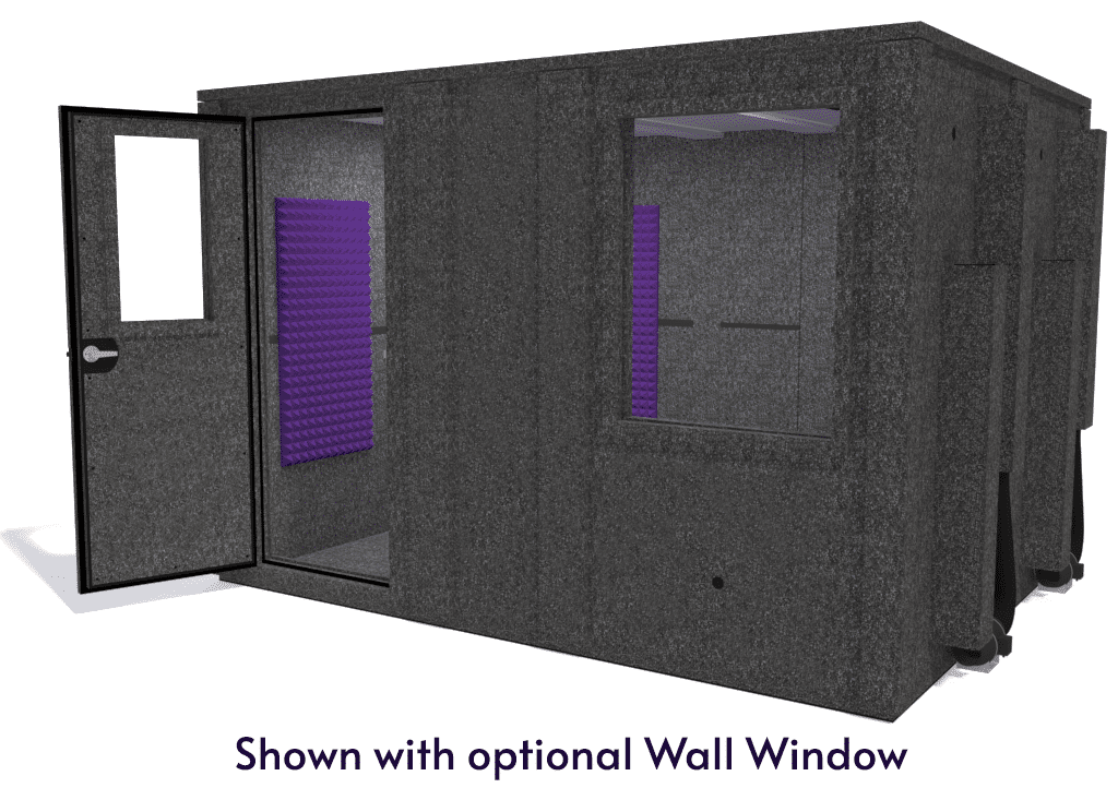 WhisperRoom MDL 96120 E shown from the front with door open and purple foam