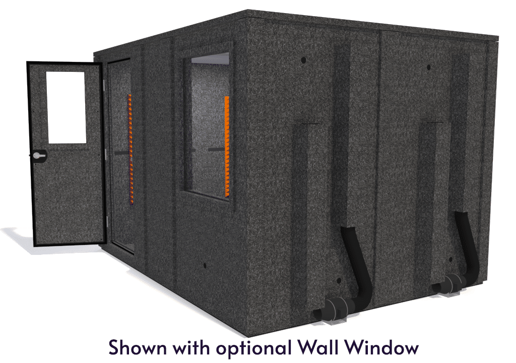 WhisperRoom MDL 96120 E shown from the side with door open and orange foam