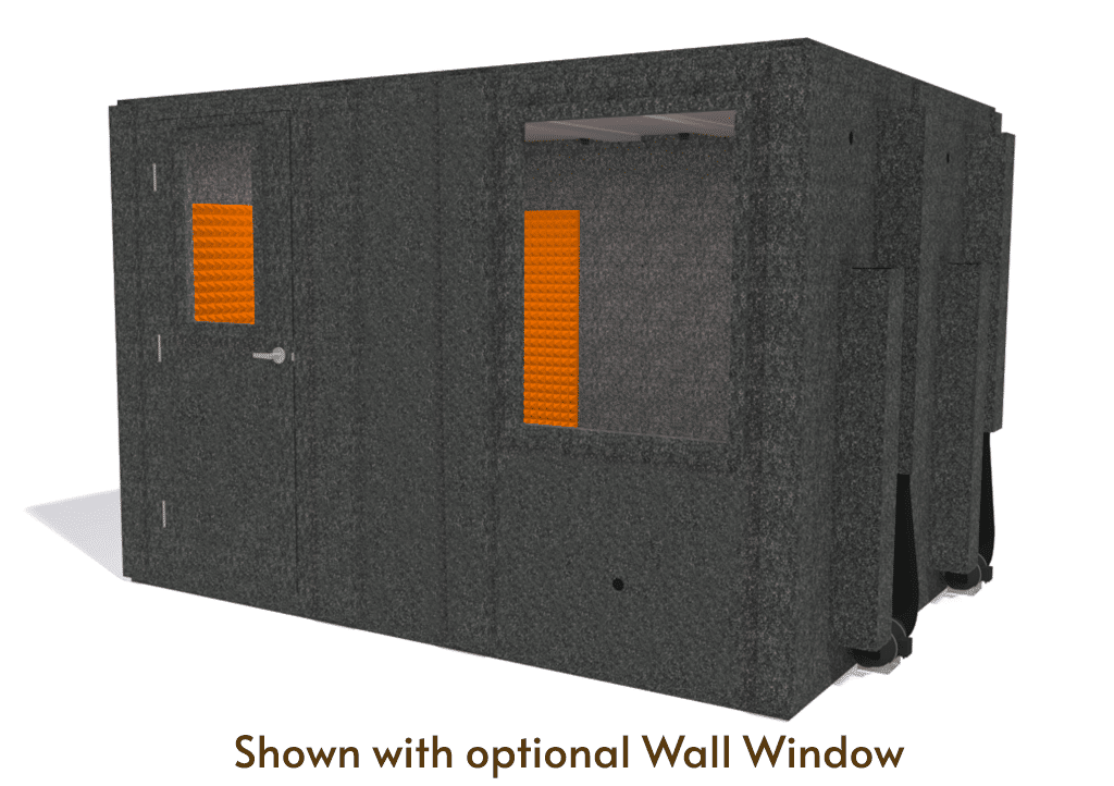 WhisperRoom MDL 96120 S shown from the front with door closed and orange foam