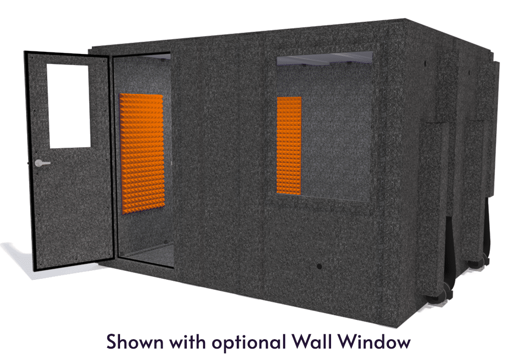 WhisperRoom MDL 96120 S shown from the front with door open and orange foam