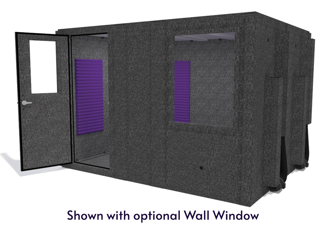 WhisperRoom MDL 96120 S shown from the front with door open and purple foam