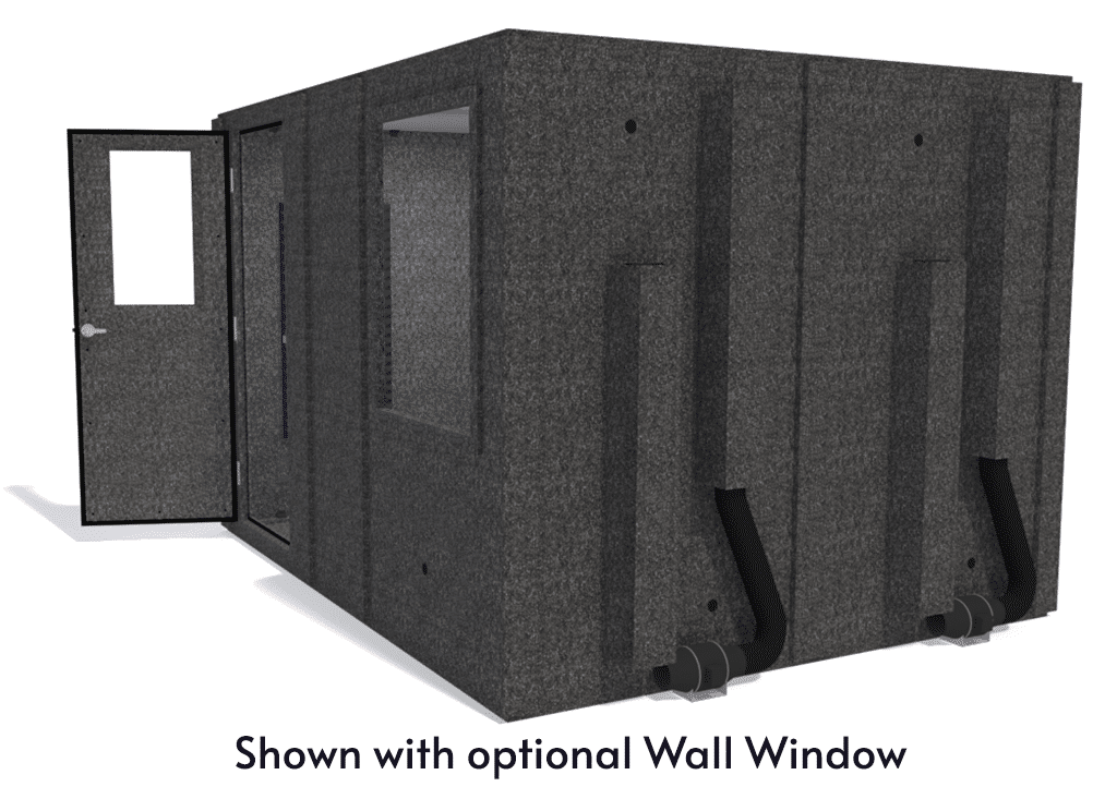 WhisperRoom MDL 96120 S shown from the side door open and gray foam