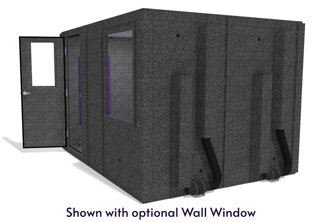 WhisperRoom MDL 96120 S shown from the side with door open and purple foam
