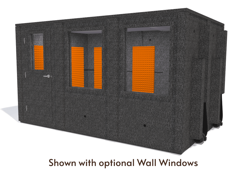 WhisperRoom MDL 96144 E shown from the front with door closed and orange foam