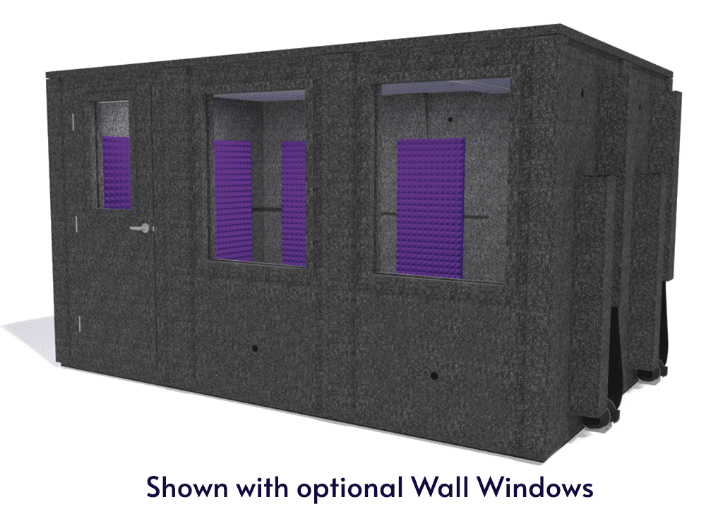 WhisperRoom MDL 96144 E shown from the front with door closed and purple foam
