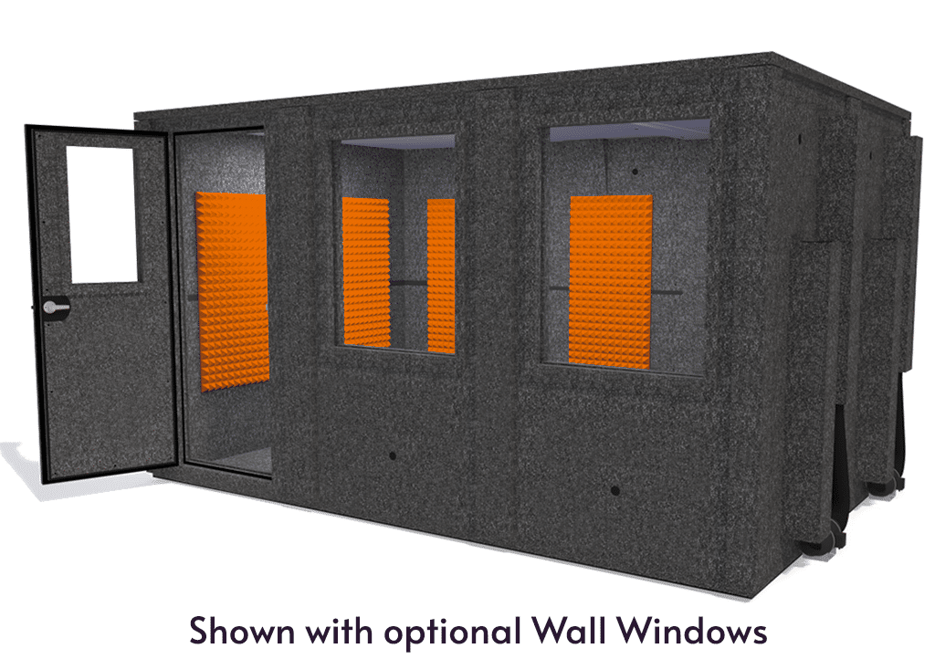 WhisperRoom MDL 96144 E shown from the front with door open and orange foam