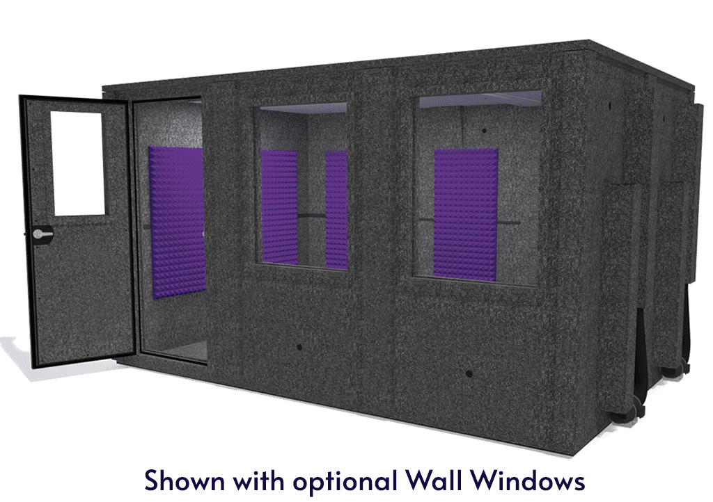 WhisperRoom MDL 96144 E shown from the front with door open and purple foam
