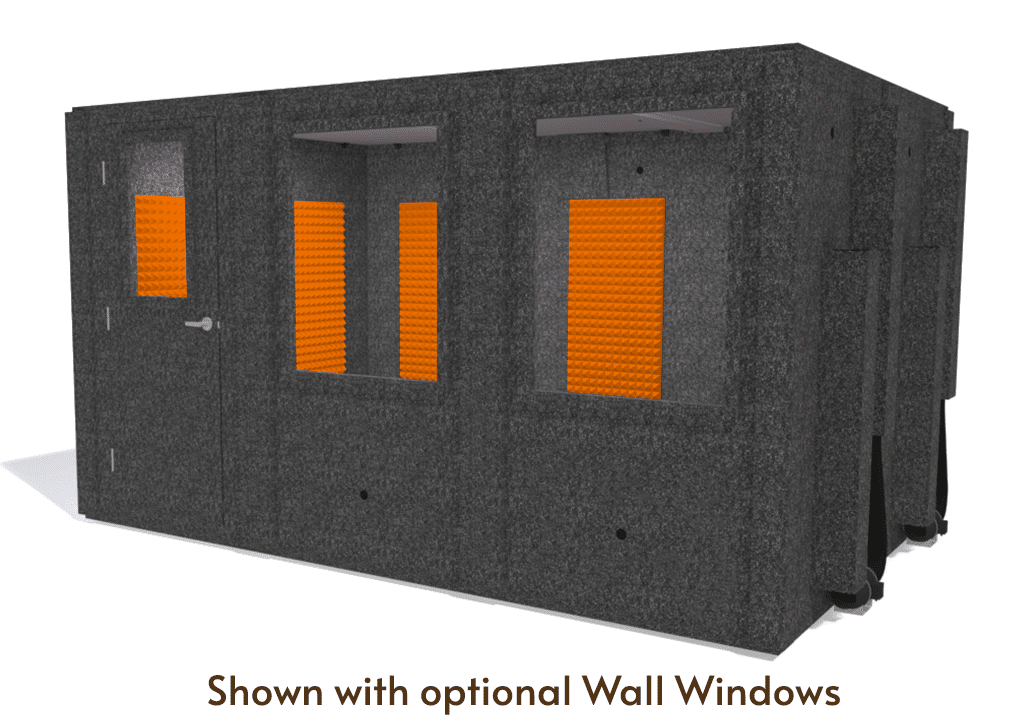 WhisperRoom MDL 96144 shown from the front with door closed and orange foam