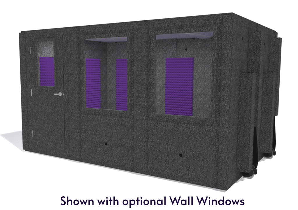 WhisperRoom MDL 96144 S shown from the front with door closed and purple foam