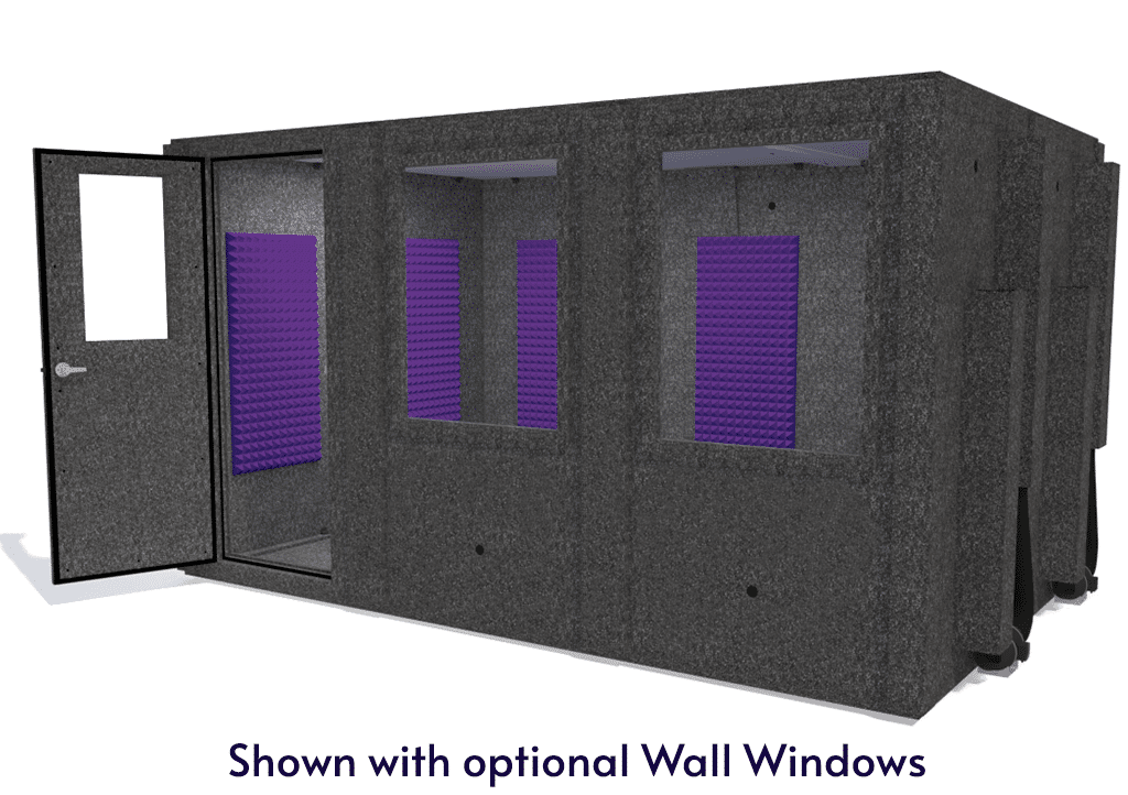 WhisperRoom MDL 96144 S shown from the front with door open and purple foam