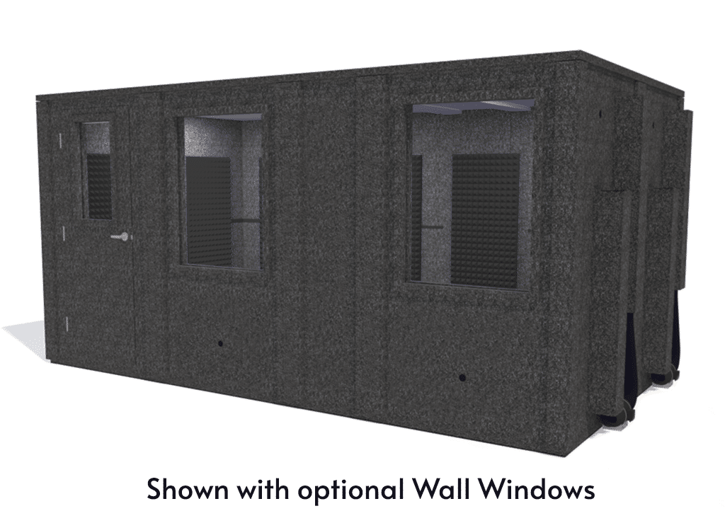 WhisperRoom MDL 96168 E shown from the front with door closed and gray foam