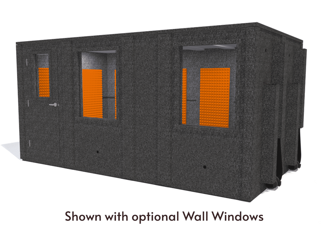 WhisperRoom MDL 96168 E shown from the front with door closed and orange foam