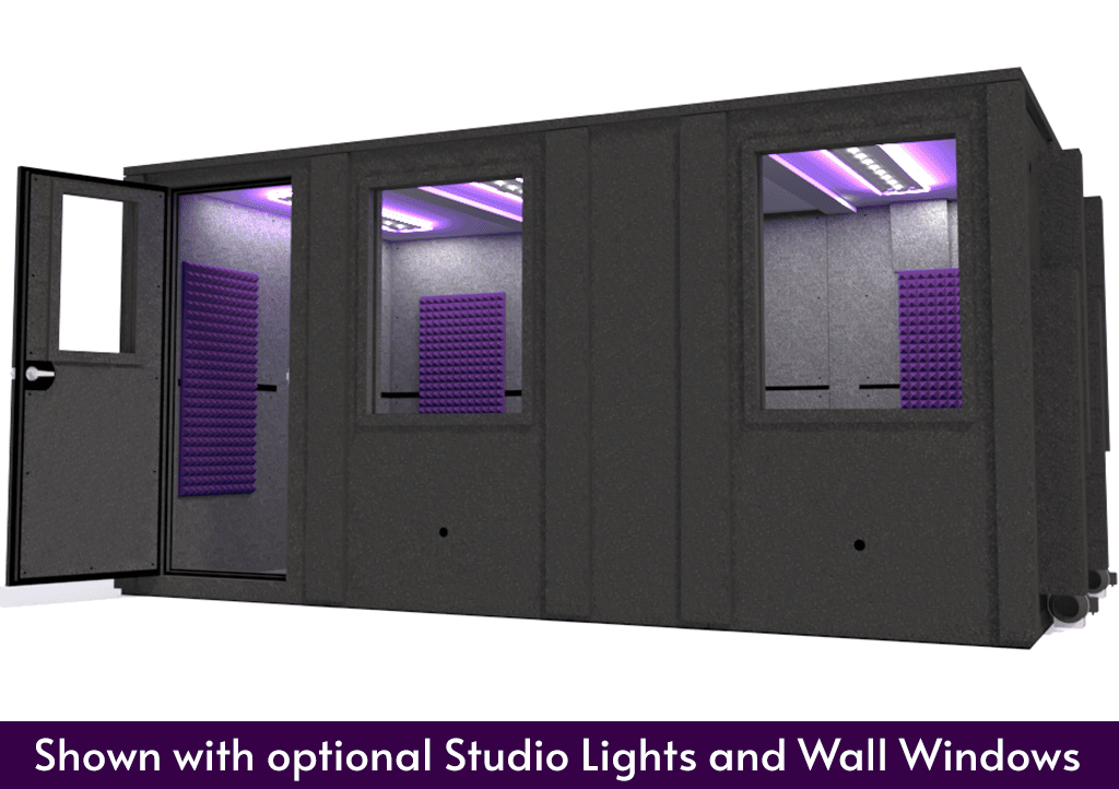 WhisperRoom MDL 96168 E shown from the front with door open and purple foam
