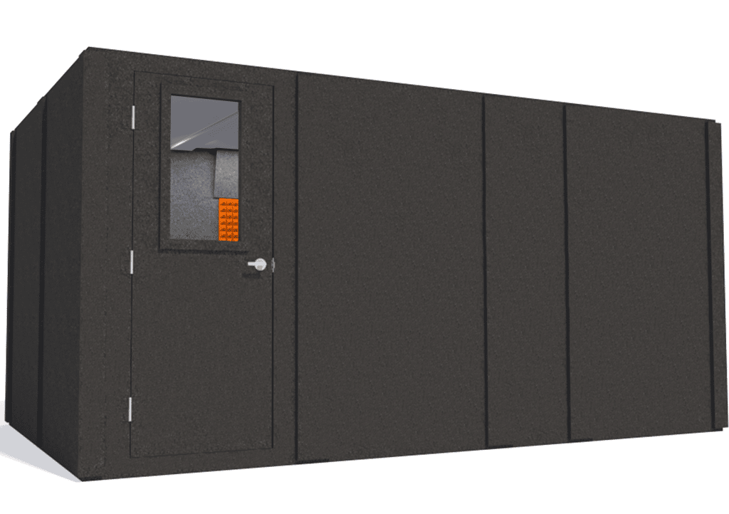 WhisperRoom MDL 96168 S shown from the left side with door closed and orange foam