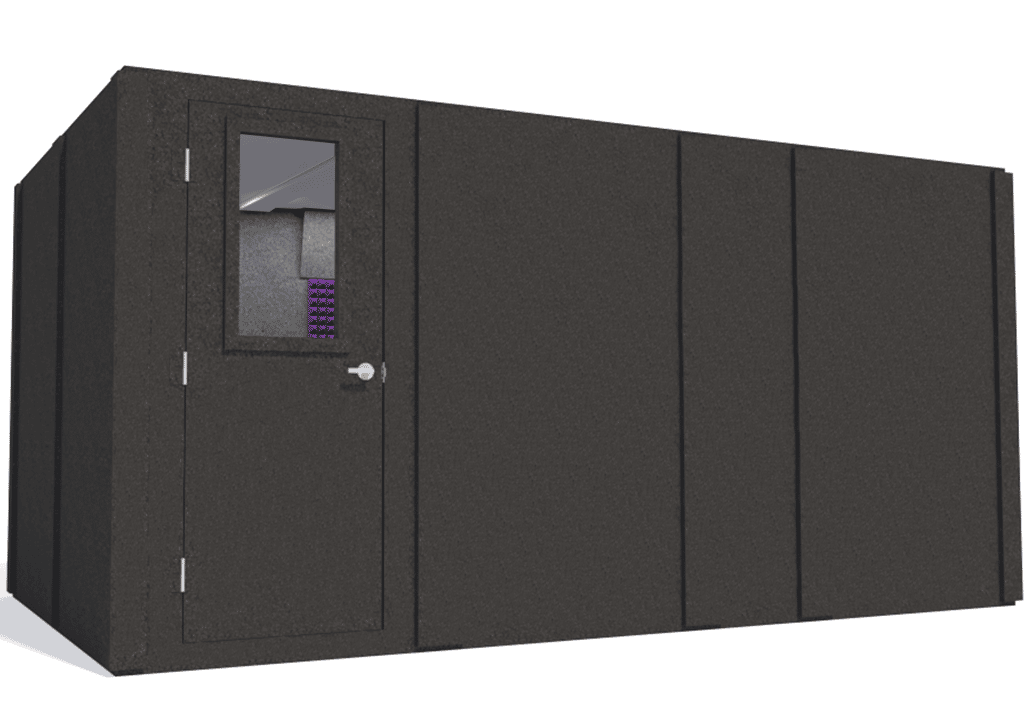 WhisperRoom MDL 96168 S shown from the left side with door closed and purple foam