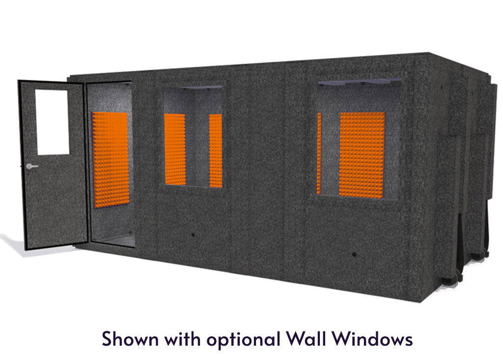 WhisperRoom MDL 96168 S shown from the front with door open and orange foam