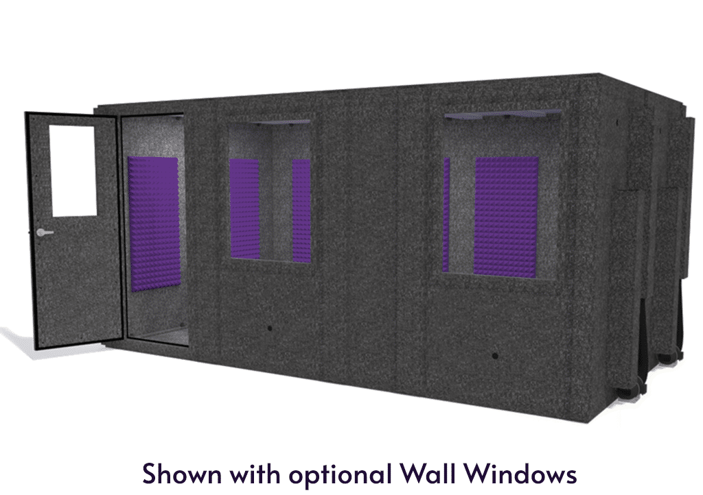 WhisperRoom MDL 96168 S shown from the front with door open and purple foam