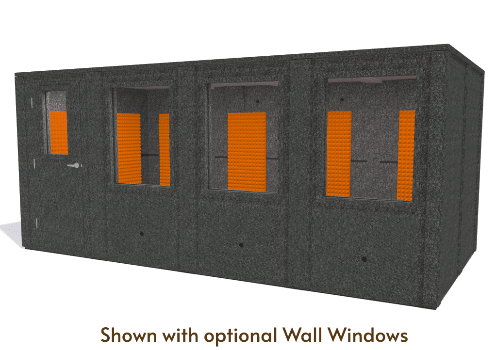 WhisperRoom MDL 96192 E shown from the front with door closed and orange foam