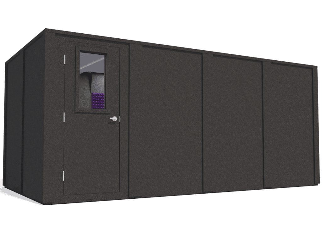 WhisperRoom MDL 96192 E shown from the left side with door closed and purple foam