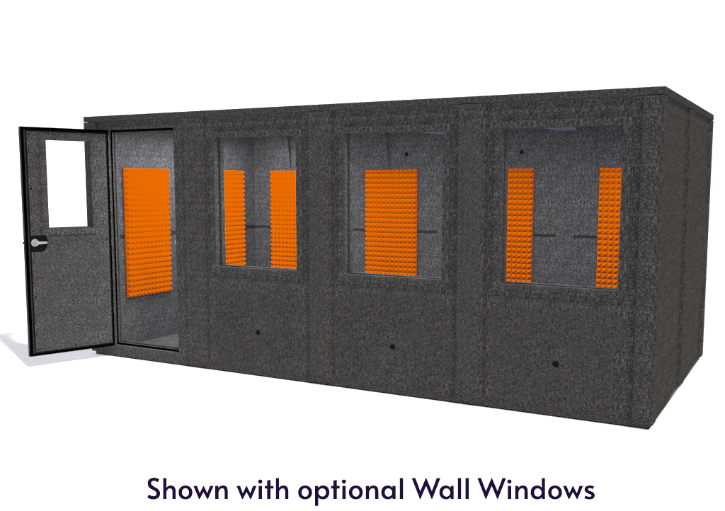 WhisperRoom MDL 96192 E shown from the front with door open and orange foam